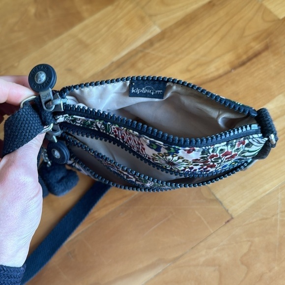 Kipling Floral Mini Crossbody Bag with monkey keychain bag charm travel purse - Picture 5 of 8